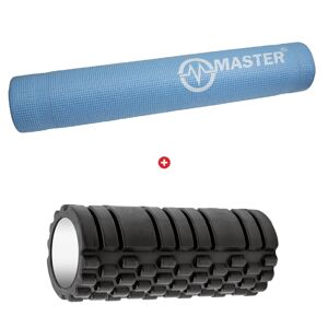 Akčný set MASTER - Masážny valec Foam roller 33 x 14 cm + Podložka na cvičenie Yoga PVC