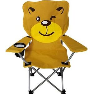 Lex Detská skladacia kempingová stolička s držiakom nápoja, medvedík žltá
