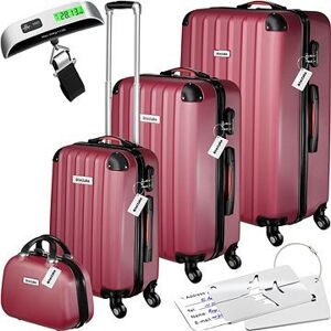 Tectake Cestovné kufre Cleo s váhou na batožinu – súprava 4 ks – vínová